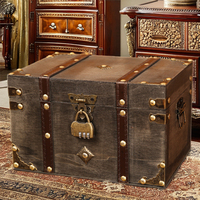 Boîte de rangement en bois vintage avec serrure de coffre au trésor rétro de style antique avec organisateur de bijoux de conception art déco