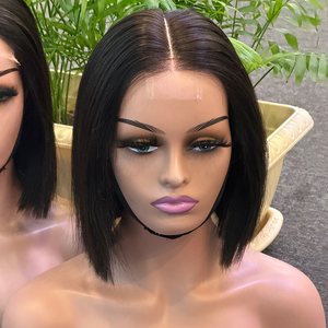 8" Straight 2x6 HD Closure Bob <b>Wig</b> Natural Black Human Hair Pre Plucked Hairline Glueless Free Part Short Bob <b>Lace</b> <b>Wig</b> - Product Image 6