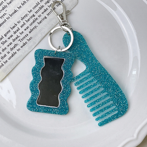 Accesorio de moda personalizado, ecológico y duradero, con espejo y peine, colgante para llavero, bolso o llave de coche, con mango portátil de acrílico - Product Image 4