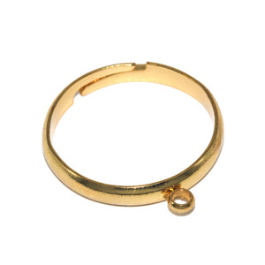 Bague en acier inoxydable plaqué or 18 carats, réglable, avec trou de suspension pour la création de bijoux DIY, accessoires de bijouterie - Product Image 3