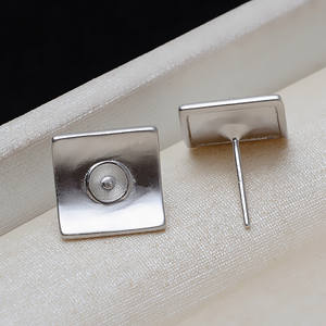 Pendientes de Plata S925 con Perlas Cuadradas, Versión Europea, Americana y Coreana, Accesorios DIY Personalizados de 9-12 Pulgadas - Product Image 4