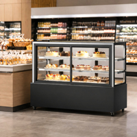 Vitrine réfrigérée commerciale à double porte avec dégivrage automatique pour boulangerie, supermarché, gâteaux, fruits, boissons