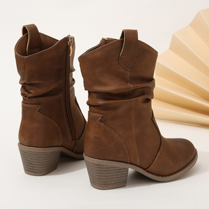 Botas de Vaquera Retro de Cuero con Cremallera para Niñas de 8 a 15 Años, Estilo Western, Novedad - Product Image 5