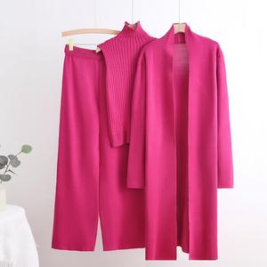 Set <span class=keywords><strong>Moda</strong></span> Invernale da <span class=keywords><strong>Donna</strong></span> Fornitore all'Ingrosso <span class=keywords><strong>Online</strong></span> Completo Tre Pezzi con Gilet in Maglia Cardigan e Pantaloni Lunghi - Product Image 3