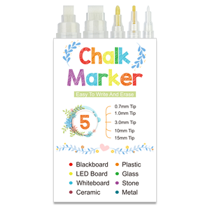 Bview Art Set di 5 Pennarelli a Gesso <span class=keywords><strong>Bianco</strong></span> Cancellabili, Facili da Usare, <span class=keywords><strong>per</strong></span> Lavagne, Insegne e Vetro - Product Image 6