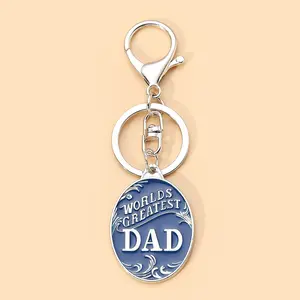 Hot sale metal enamel father's day gift worlds greatest father keychain