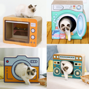 Casa de gato de dibujos animados para gatos, caja de Casa de gato corrugado para rascar, contenedor, casa de cartón, caja de juguete - Product Image 6