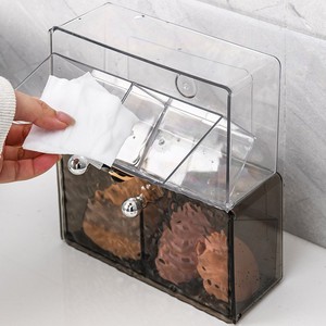 Transparent <b>Plastic</b> Makeup Organizer With <b>Drawers</b> For Cotton Pads Swabs And Cosmetics Bathroom <b>Storage</b> Box - Product Image 3