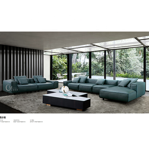 Sofá Seccional Modular en Forma de L, Estilo Clásico Moderno, Tapizado en Terciopelo Azul, Muebles para el Hogar, Tela para Sofá - Product Image 2