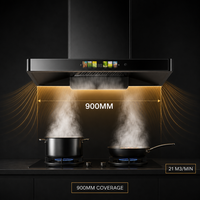 Penghisap Asap Dapur Bentuk T Miring dengan Kontrol Suara, 22 M3/menit, 470Pa, 900mm, Tenang, Tegangan Ganda, Lampu LED