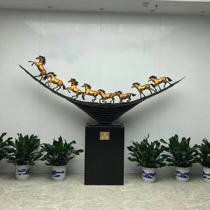 Eight Horses Galloping Bronze <b>Ornament</b> Irregular Shape Artistic Sculpture Office Decor Business Gift Chinese Style - Product Image 1