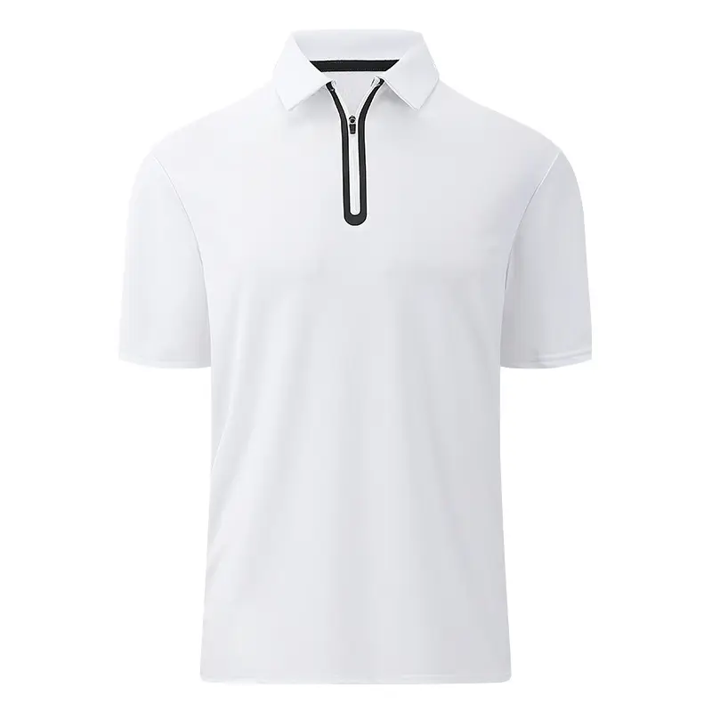 Ustom-Camiseta de nailon y LICRA para hombre, Polo de alta calidad con cremallera, talla 1/4