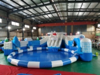 Toboggan aquatique gonflable en PVC robuste avec piscine, couleur et taille personnalisables, logo imprimé sur mesure, pour événements extérieurs et location