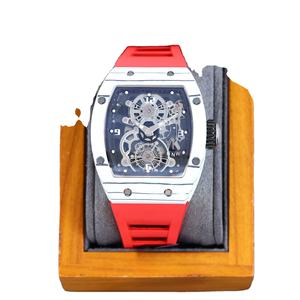 Montre squelette automatique mécanique de luxe pour homme, édition limitée 2026, bracelet en caoutchouc rouge, boîtier en carbone, tourbillon - Product Image 5