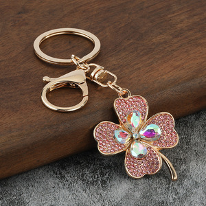 Lote de llaveros de hoja con diamantes de imitación y colgantes de trébol de cristal, adornos para bolso, regalo al por mayor para mujer, para llaves de coche, suministro de fábrica - Product Image 4