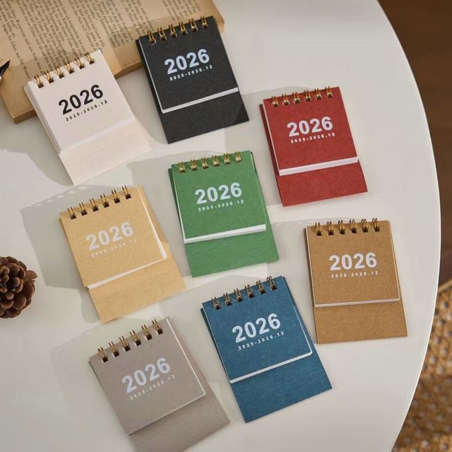 2026 Promotional Mini Desktop Calendar Set Multi-Color Spiral-Bound (8x7x3cm) Desk Calendar (2026.1-2026.12) Office Home