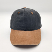 Gorra de Papá Personalizada al por Mayor de Algodón Lavado con Parches, Estilo Vintage Desgastado, Bloques de Color, Sin Estructura, Visera Curva, OEM