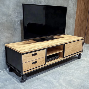 סלון מגירת עץ אחסון ארון טלוויזיה נשלפת מדיה מדיה קונסולת טלוויזיה - Product Image 3