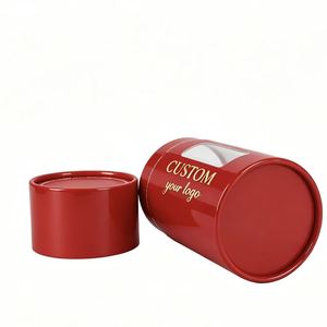 Envase Cosmético Personalizado de Tubo de Papel Rojo Brillante con Logotipo en Lámina Dorada y Ventana para Productos de Belleza - Product Image 3