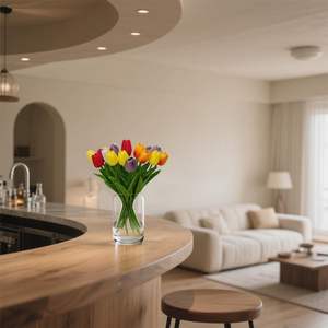 Juego de 5 Tulipanes Artificiales de Goma Suave, Simulación Táctil para Decoración del Hogar, Escritorio, Bodas, Graduaciones, Navidad - Product Image 3