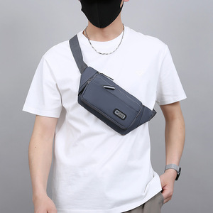 Sac de Poitrine Rétro pour Homme en Tissu Oxford Gris Bleu Foncé Vert Armée Noir Couleur Unie Portable pour Affaires et Voyages Printemps 2025 - Product Image 1