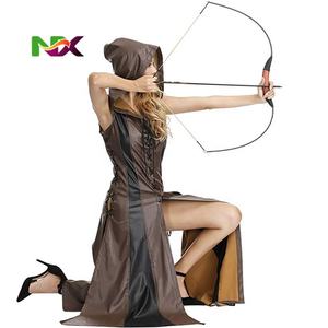 Ecoparty Women's Medieval Vintage Archer Hooded Cosplay Costume Warrior Arrow <strong>Hoodie</strong> Leather Dress Cloak Sleeveless Vests - Product Image 6