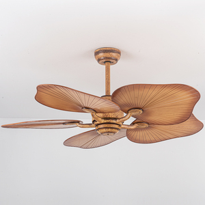 Ventilador de Techo Decorativo de Estilo Americano Antiguo, con Control Remoto y Cadena, 52 Pulgadas, con Aspas de ABS en Forma de Hoja de Palma Tropical, Silencioso, para Hotel - Product Image 1