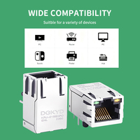 DGKYD - Conector Hembra RJ45 CAT6a con Carcasa Negra LCP, LED Verde-Naranja/Amarillo, Entrada Lateral, para Racks de Servidores de Centros de Datos, Funcionamiento Continuo 24/7