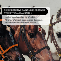 Tableau mural encadré de luxe, trois chevaux avec strass en cristal, peinture sur toile décorative, pour salon, entrée, image murale animale