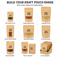 Sac en papier kraft avec impression numérique HD couleur, logo, fermeture éclair anti-odeur, emballage pour viande séchée, café, thé