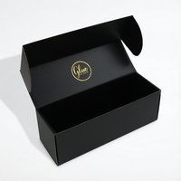 Boîte longue en carton ondulé de qualité supérieure, noir mat avec estampage à chaud en or, pour cosmétiques
