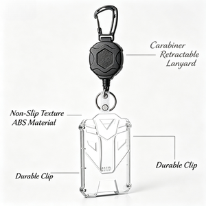 ABS Carabiner Clip Retractable <b>Lanyard</b> Anti Slip Texture Durable Lightweight for <b>Keychain</b> Badge Outdoor Hanging Custom OEM Use - Product Image 2