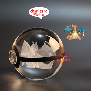 Veilleuse <span class=keywords><strong>LED</strong></span> pour enfants, cadeau gravé, Poké Ball en cristal, Pokéball Charizard - Product Image 2