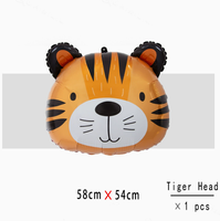 Balon Foil Kepala Hewan Safari Hutan Terbaru, Harimau Singa Panda Jerapah untuk Dekorasi Photo Booth Ulang Tahun
