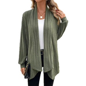 Otoño e Invierno nuevo abrigo de manga larga sólido para mujer bufanda cuello <span class=keywords><strong>chaqueta</strong></span> elegante suelta abrigo de cárdigan desabotonado - Product Image 1