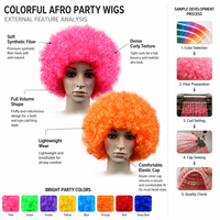 Perruque Courte Afro Bouclée Synthétique 9 Couleurs, Vente en Gros Direct Usine, Unisexe, pour Cosplay de Clown, Fête, Halloween, Carnaval, Déguisement