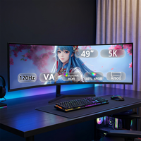 Monitor Gaming OEM ODM de 49 Pulgadas, 5K, 120Hz, 32:9, Ultra Ancho, Panel VA Curvo, Tiempo de Respuesta de 1ms, Brillo de 250cd/m, para Uso en Oficina y Escritorio