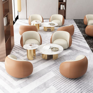 Office <b>Sofa</b> <b>Set</b> Modern Lounge Chair With Marble Table For Business Reception Comfortable High Density Sponge Seating - Product Image 1