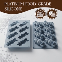 Moule à gâteau en silicone SILIKOLOVE personnalisable en usine, 8 cavités en forme de lapin, antiadhésif platine LFGB, facile à démouler, sans BPA