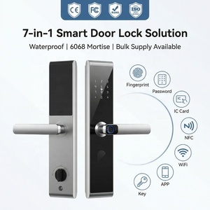 Serrure de porte intelligente à prix d'usine, serrure de porte numérique intelligente biométrique avec empreintes digitales, WiFi Tuya, avec Cloud TTlock pour portes en bois/laiton - Product Image 1