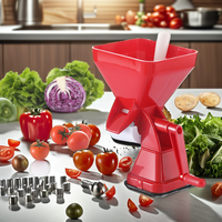 ABK IMPEX Hachoir à légumes en plastique multifonctionnel, presse-agrumes, préparateur de sauces, moulin à aliments manuel à manivelle, acier inoxydable antiadhésif