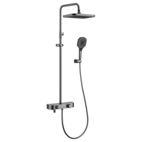 Ensemble de robinetterie de douche thermostatique brossée en cuivre, 3 fonctions, mural apparent, avec fonction pluie et pause, valve en céramique souple, pour hôtels et villas