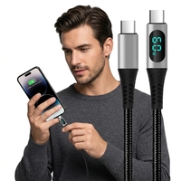 Câble de charge rapide USB C avec affichage LED 6A PD, gaine en PVC pour téléphone, appareil photo, câble de données Type C