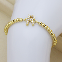 Bracelet ajustable en cuivre plaqué or 18 carats avec perles et zircons Kadi Classical, chaîne faite à la main pour la fabrication de bijoux
