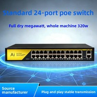 Switch PoE Gigabit de 320W con 24+2 Puertos, Switch de Red Inteligente con VLAN e IA de 320W y 24 Canales para Cámaras IP de CCTV, Vigilancia y Seguridad, Venta al Por Mayor B2B