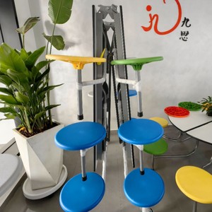 Dining <b>Table</b> Rectangle <b>Foldable</b> 12 Seat With Yellow Seats For Children's Use - Product Image 4