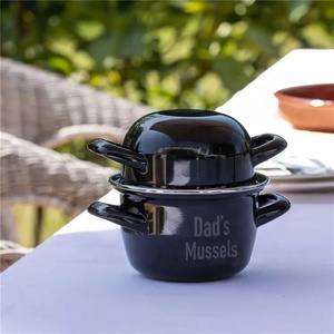 Enamel <strong>Mussel</strong> <strong>Pot</strong> with Lid for Shells Enamel Mosselpannen Pan 7" Mosselpan Blokker Enamel Cookware 14cm 18cm 20cm 2.8L - Product Image 6