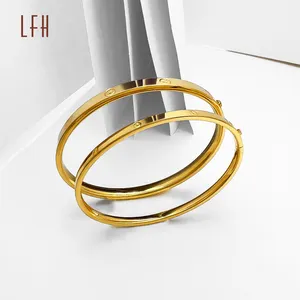 LFH-bracelets en or massif pur 18k, bijoux en or véritable 18k, bijoux pour hommes et femmes, cadeau 1