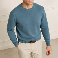 Individuelles Logo OEM Atmungsaktiver Baumwollmischung Gestrickter Rundhals-Pullover |   Frühjahrssaison Maßgeschneiderte Herrenpullover im Großhandel