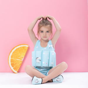 Printing Safety Kids Girls One Piece Flat Angle Floating Buoyancy Swimwear <strong>Swimsuit</strong> for Children - Product Image 1